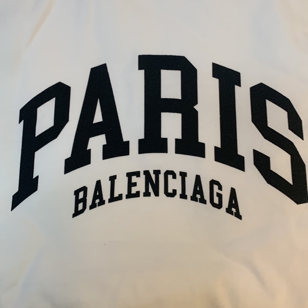 BALENCIAGA Cities Paris T-Shirt Medium Fit white / black vintage jersey SMALL - Picture 7 of 14